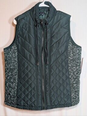 NWT Architect Dark Forest Green Unisex Vegan Quilted Vest Pockets Lightweight